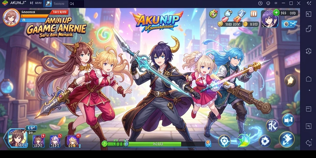 Tampilan gameplay seru dalam <strong>AKUNJP</strong>, penuh warna dan karakter menarik.
