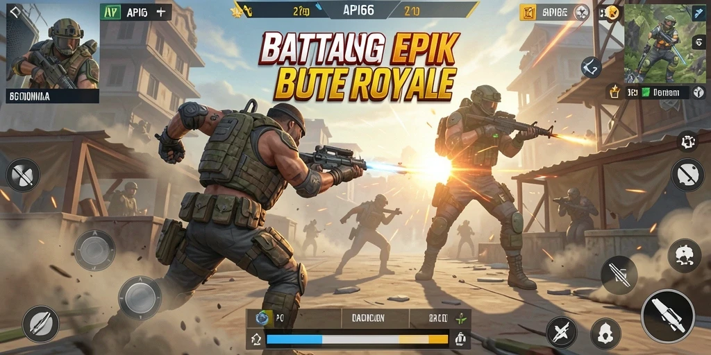 Tangkapan layar utama API66 menampilkan aksi pertarungan Battle Royale yang intens.