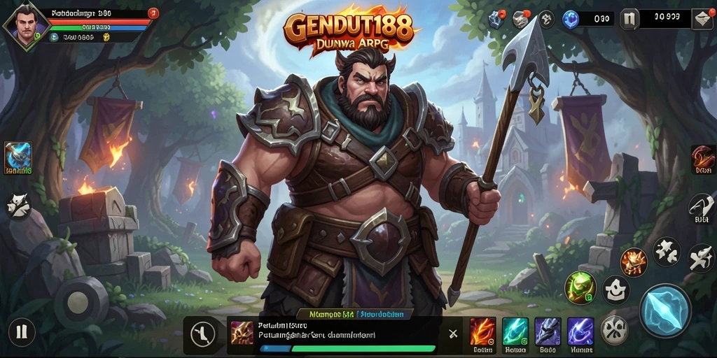 Screenshot gameplay GENDUT188 menunjukkan karakter bertarung melawan monster yang menantang.
