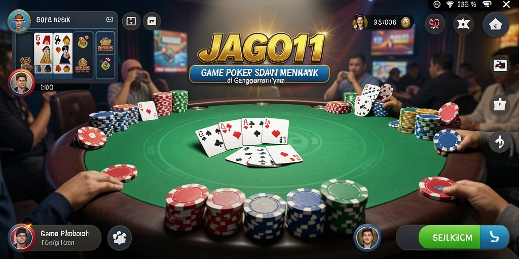 Screenshot JAGO11 menampilkan gameplay Poker yang menarik dan interaktif.