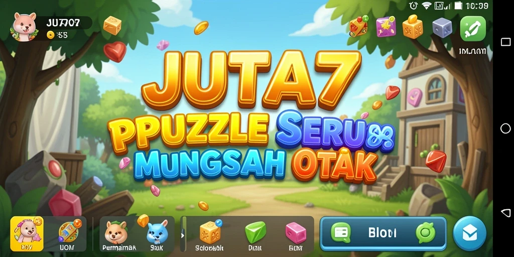 Tampilan gameplay JUTA7 dengan berbagai puzzle yang menggugah minat.