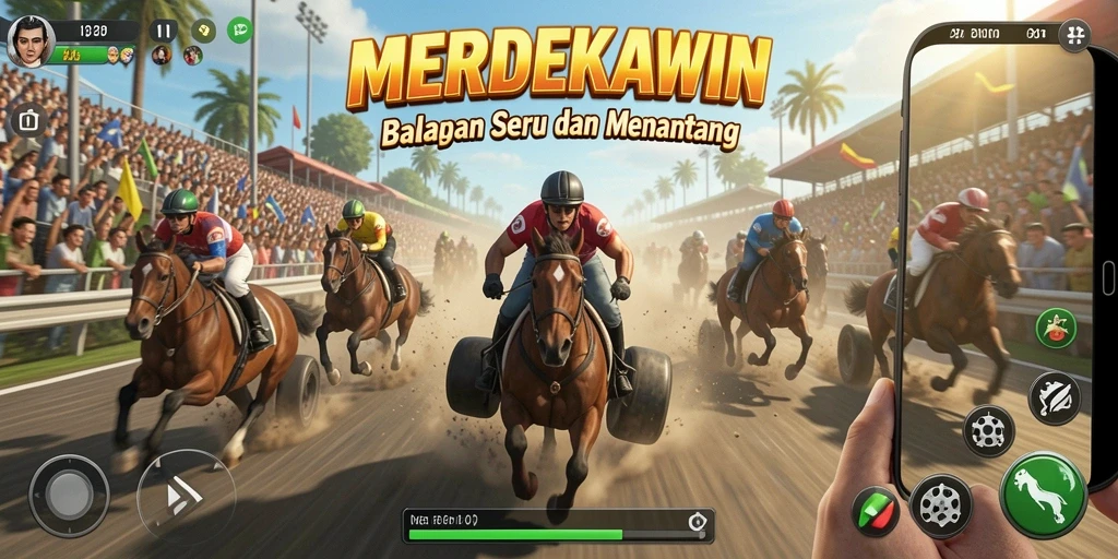 Tampilan gameplay balapan menantang di MERDEKAWIN.