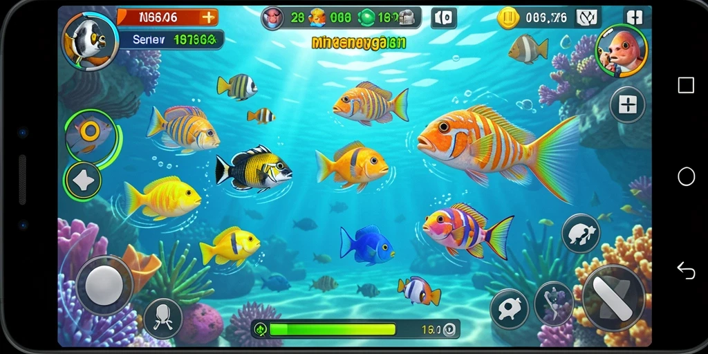 Tampilan gameplay seru dari N06 yang menampilkan aksi menembak ikan.