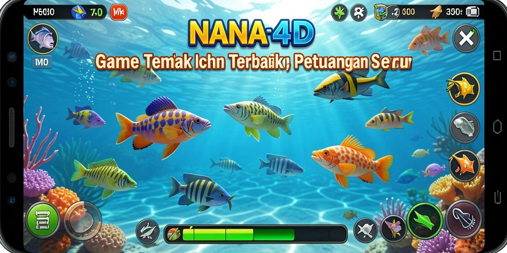 Screenshot NANA4D menampilkan gameplay tembak ikan yang seru dan mendebarkan.