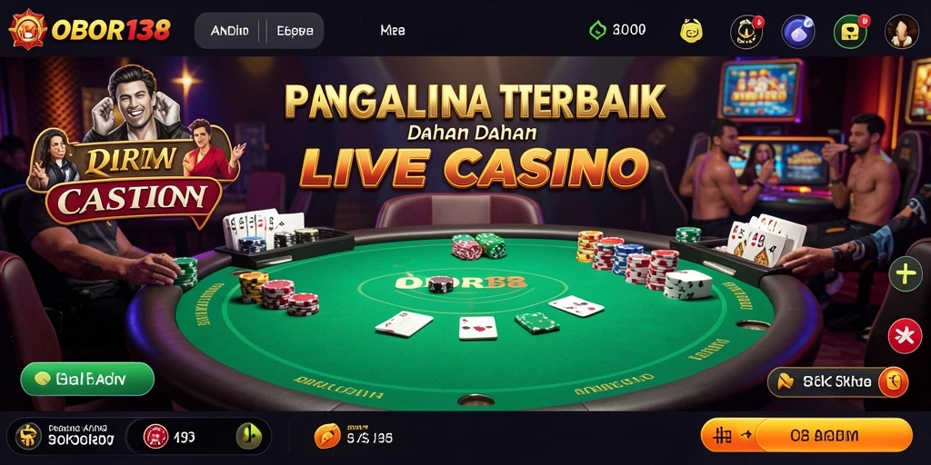 Tangkapan layar dari OBOR138 menunjukkan dealer profesional dalam permainan Live Casino.